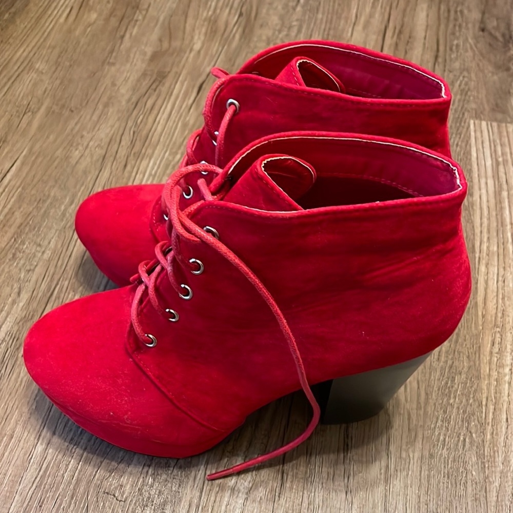 Women Forever Red Booties Size 7